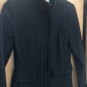 Banana Republic Black wool ruffled zipper coat